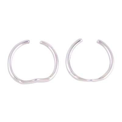 Alternate image for Modern Polished Sterling Silver Toe Band Rings Pair Steady Rhythm