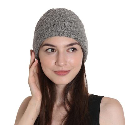 Alternate image for Hand Knitted Jade Green Wool Blend Hat from India Himalayan Comfort in Jade
