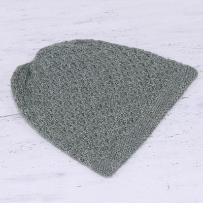 Alternate image for Hand Knitted Jade Green Wool Blend Hat from India Himalayan Comfort in Jade