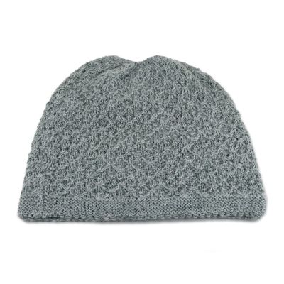 Alternate image for Hand Knitted Jade Green Wool Blend Hat from India Himalayan Comfort in Jade