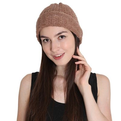 Alternate image for Hand-Knit Ecru Wool Blend Vertical Knots Hat from India Knotted Beauty Ecru