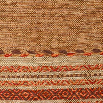 Alternate image for Hand Woven Cotton Geometric Dhurrie Rug from India 2x3 Delhi Delight in Brown