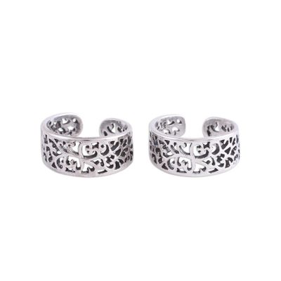 Alternate image for Artisan Crafted Sterling Silver Toe Rings Pair from India Alluring Vines