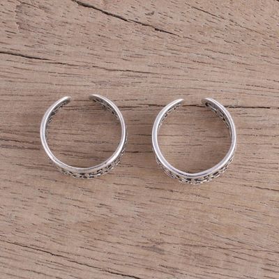 Alternate image for Artisan Crafted Sterling Silver Toe Rings Pair from India Alluring Vines
