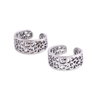 Alternate image for Artisan Crafted Sterling Silver Toe Rings Pair from India Alluring Vines