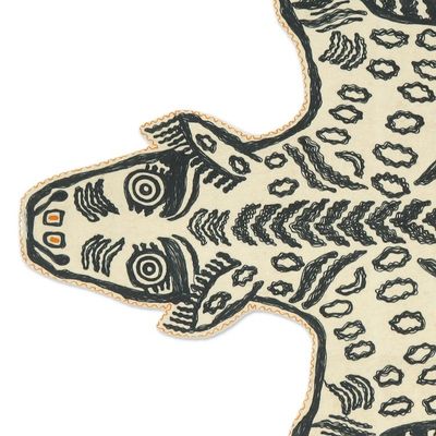 Alternate image for Chain Stitched 100 Wool Zebra Motif Rug from India 4x6 Zebra Safari