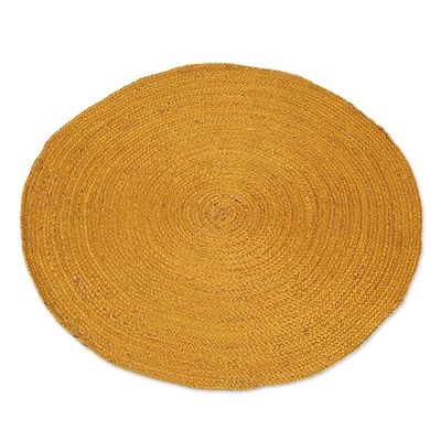 Alternate image for Round Handwoven Jute Area Rug in Maize 3 Feet Diameter Circular Beauty in Maize