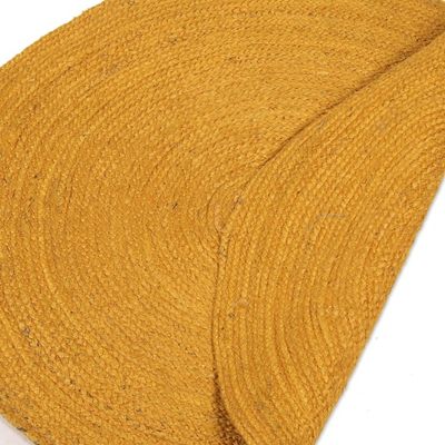 Alternate image for Round Handwoven Jute Area Rug in Maize 3 Feet Diameter Circular Beauty in Maize