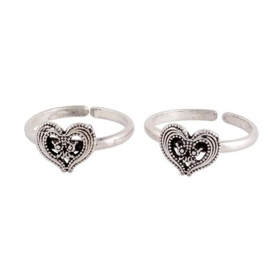 Alternate image for Heart Motif Sterling Silver Toe Rings from India Friendship Love