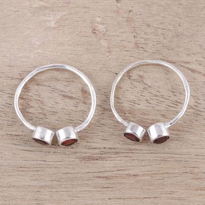 Alternate image for Sparkling Garnet Toe Rings Crafted in India Pair Twin Elegance