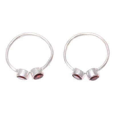 Alternate image for Sparkling Garnet Toe Rings Crafted in India Pair Twin Elegance