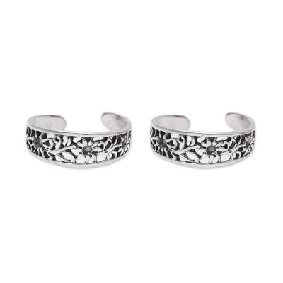 Alternate image for Floral Openwork Sterling Silver Toe Rings from India Pair Floral Trellis