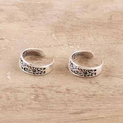 Alternate image for Floral Openwork Sterling Silver Toe Rings from India Pair Floral Trellis