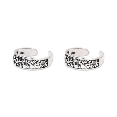 Alternate image for Floral Openwork Sterling Silver Toe Rings from India Pair Floral Trellis