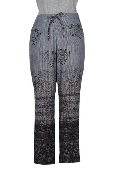 Alternate image for Block Printed Geometric Cotton Trousers from India Casual Summer