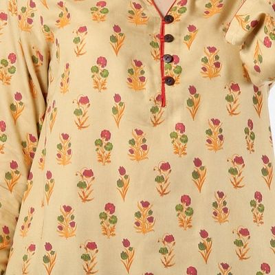 Alternate image for Floral Rayon Tunic in Beige from India Beige Blossoms