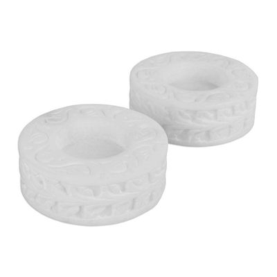 Alternate image for Round White Marble Tealight Holder with Engraved Vine Pair White Beauty