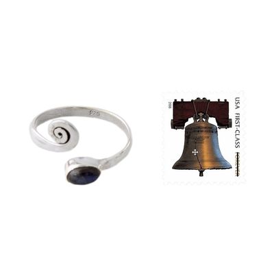 Alternate image for Sterling Silver Labradorite Toe Rings from India Pair Curls
