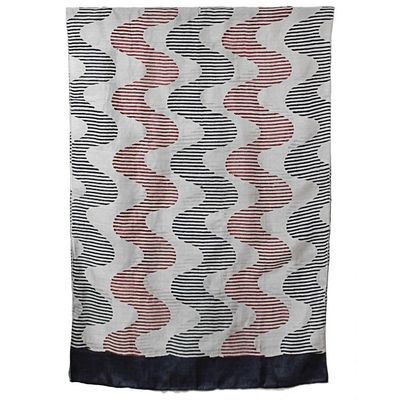 Alternate image for Hand Woven Printed Silk Shawl Wave Motifs from India Bengal Waves in Maroon