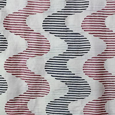 Alternate image for Hand Woven Printed Silk Shawl Wave Motifs from India Bengal Waves in Maroon