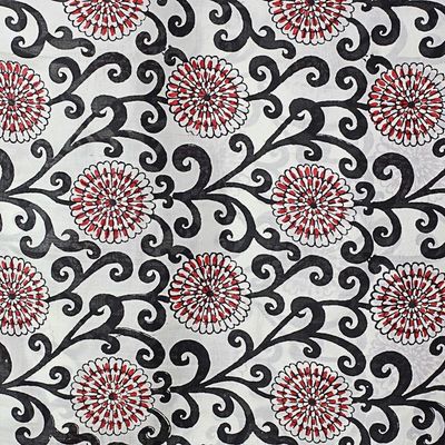 Alternate image for Hand Woven Printed Silk Shawl Floral Motifs from India Floral Vines in Black