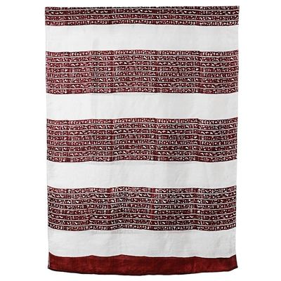 Alternate image for Hand Woven Ecru Cherry Silk Shawl from India Ancient Script in Cherry