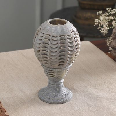 Alternate image for Handcrafted Soapstone Candle Holder from India Magical Globe