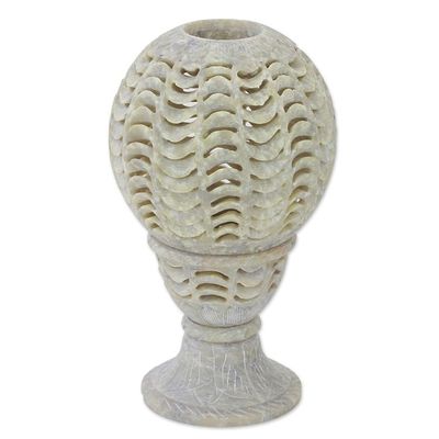 Alternate image for Handcrafted Soapstone Candle Holder from India Magical Globe