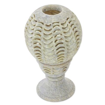 Alternate image for Handcrafted Soapstone Candle Holder from India Magical Globe