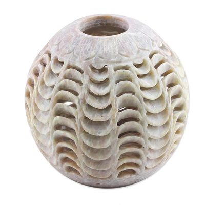 Alternate image for Handcrafted Soapstone Candle Holder from India Magical Globe