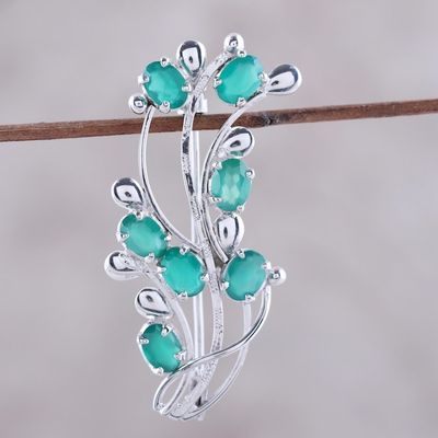 Alternate image for Artisan Crafted Green Onyx and Sterling Silver Brooch Pin Spellbound