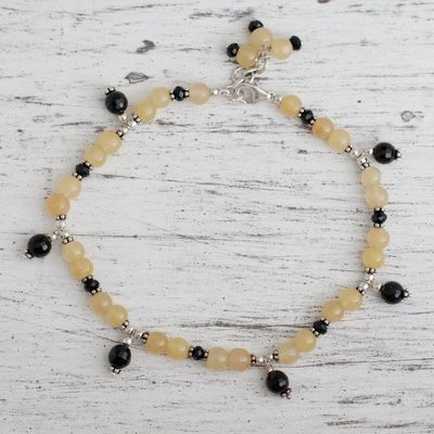 Alternate image for Aventurine and onyx anklet My Muse