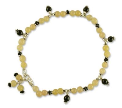 Alternate image for Aventurine and onyx anklet My Muse