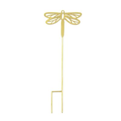 Alternate image for Handcrafted High-Polished Brass Dragonfly Plant Stake Shining Dragonfly