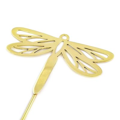 Alternate image for Handcrafted High-Polished Brass Dragonfly Plant Stake Shining Dragonfly