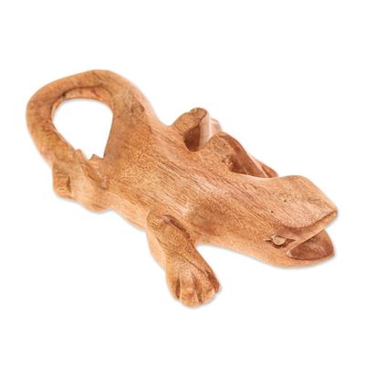 Alternate image for Artisan-Made Raintree Wood Gecko Ocarina Carved in Thailand Gecko Beat