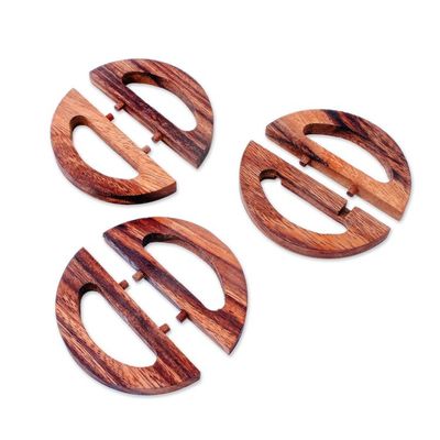 Alternate image for Set of Three Wood Puzzles with Cotton Pouch from Thailand Time to Play