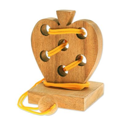 Alternate image for Handcrafted Apple-Shaped Wood Disentanglement Puzzle Game Apple Embrace