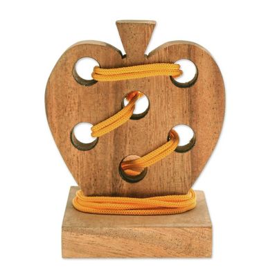 Alternate image for Handcrafted Apple-Shaped Wood Disentanglement Puzzle Game Apple Embrace