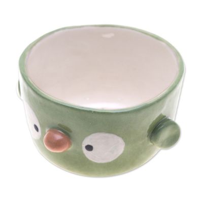 Alternate image for Green Bird-Shaped Ceramic Mini Flower Pot and Saucer Small Bird Spring