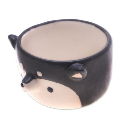 Alternate image for Thai Husky Dog-Themed Mini Flower Pot and Saucer Small Husky Spring