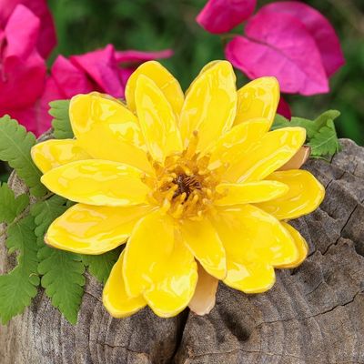 Alternate image for Nature-Themed Yellow Lotus Brooch Pin Crafted in Thailand Harmonious Yellow