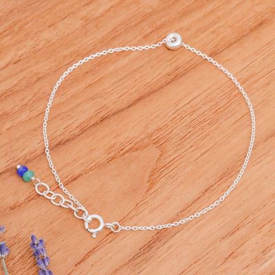 Alternate image for Blue and Green Quartz Sterling Silver Charm Anklet Promise of Peace