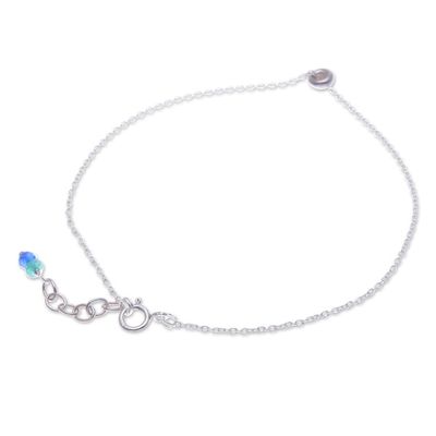 Alternate image for Blue and Green Quartz Sterling Silver Charm Anklet Promise of Peace