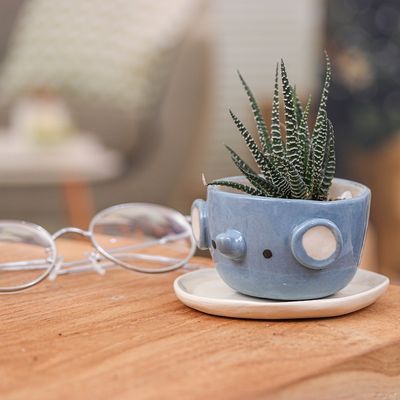 Alternate image for Elephant Ceramic Mini Flower Pot Made in Thailand Small Elephant Spring