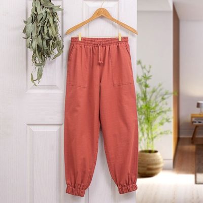 Alternate image for Salamander Cotton Twill Jogger Pants with Drawstring Waist Casual in Sienna
