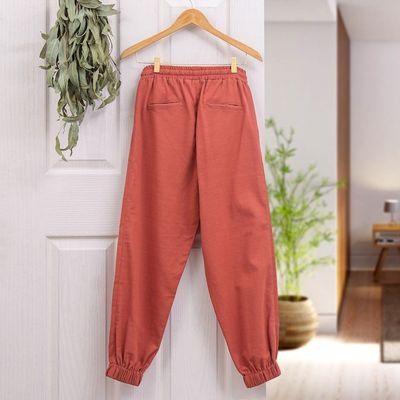 Alternate image for Salamander Cotton Twill Jogger Pants with Drawstring Waist Casual in Sienna