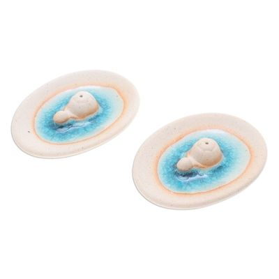 Alternate image for Handcrafted Turtle-Themed Ceramic Incense Holders Pair Turtle World