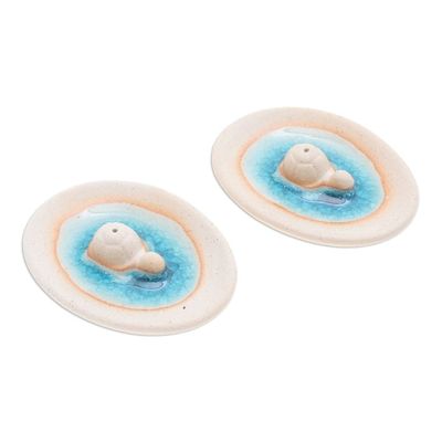 Alternate image for Handcrafted Turtle-Themed Ceramic Incense Holders Pair Turtle World