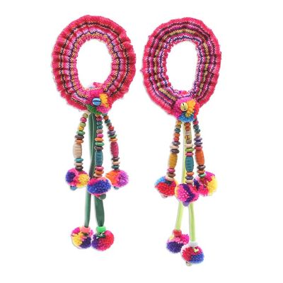 Alternate image for Artisan Crafted Cotton-Blend Hair Scrunchies Pair Hmong Spirit in Green